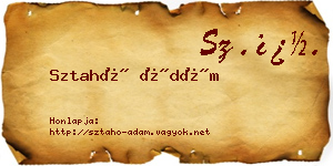 Sztahó Ádám névjegykártya